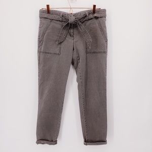 Loft Tie Waist Cropped Gray Pants